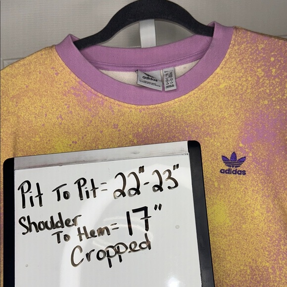 Adidas Cropped Yellow and Purple Crew Neck Sweater size Medium - Picture 6 of 7